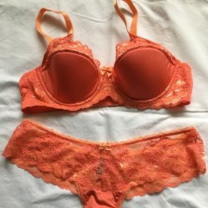 Coral Adore Me bra and panty set